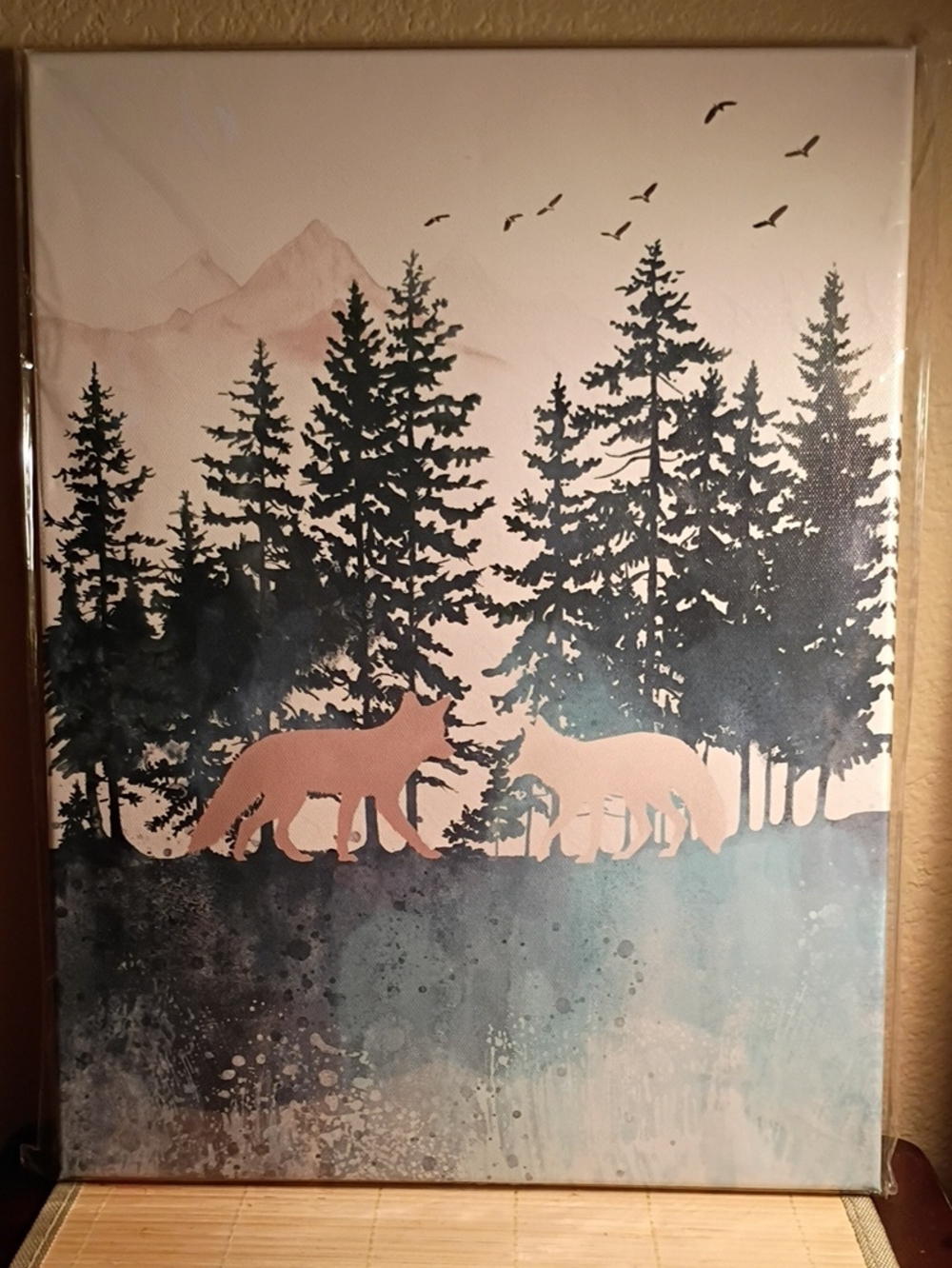 NWT Canvbay Wolf/Wolves and Forest Canvas Wall Art 12"x16"